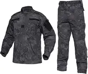[QMFIVE] Tactical Jacket Tactical Uniform Airsoft Jacket Tactical Men BDU Combat Jacket Shirt & Trousers Suit Camo for War Game Army Military Paintball Airsoft Hunting Shooting