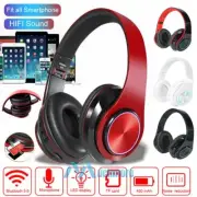 Wireless Bluetooth 5.1 Headphones Over Ear LED Headset Stereo Noise Cancelling