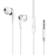 2PCS 3.5mm In-ear Earphone Elegant Graphene Hifi Earbuds Headphone with Mic for Phones WHITE COLOR