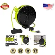 Automatic Retractable Extension Cord Reel with 3 Grounded Outlets - UL Certified