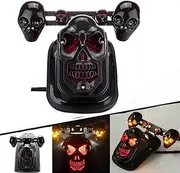 Skull Black Motorcycle Integrated Brake Rear Stop Tail Turn Signal Blinker Indicator Light For Harley Sportster Dyna Glide Custom Bobber Chopper Cruiser