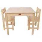 Tikk Tokk Little Boss Wooden Table & Chairs Set - Square, Natural LBST01N