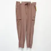 All In Motion Women's Active Light Mid Rise Cargo Joggers Taupe Size Large