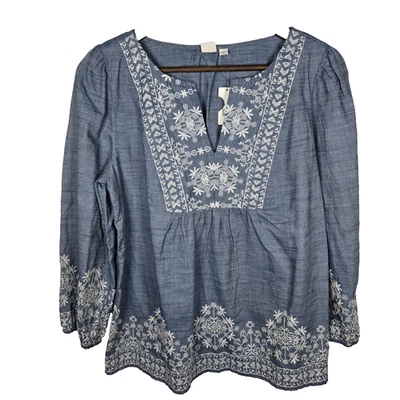 NWT Gap Cotton Embroidered Peasant Top Boho Medium