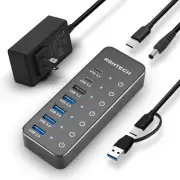 7-Port Powered USB 3.2/USB C Hub with 10Gbps USB-A 3.2, 2 USB-C 3.2, 4 USB 3....