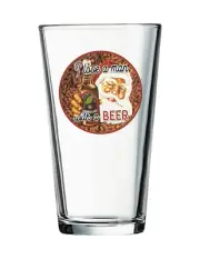 Christmas - Man With A Beer - 16oz Pint Beer Glass Pub Barware Seltzer Cocktail