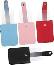 [Outanaya] 4pcs Snap Closure Fake Leather Card Organizer Pouch Stackable Pull Out Credit Card Holder Wallet Minimalist Design with Multiple Slots for and