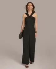 Donna Karan Women's Twist-Neck Wide-Leg Jumpsuit Sz12 $189