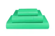 Single Cyan 1000TC Microfibre 1cm Stripe Fitted, Flat Sheet Set