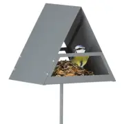 Ground Spike Bird Feeder in Grey Metal Build for Garden Wildlife Observation