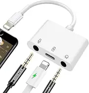 Ceotsak Lightning to Microphone & 3.5mm Headphone Adapter for Live-Streaming with Charging Port Audio & MIC Adapter Compatible for iPhone/iPad, Plug and Play