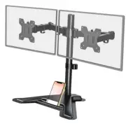 Dual Monitor Stand, Free-Standing Full Motion Monitor Desk Mount Fits 2 Black