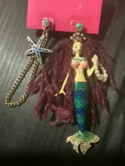 Betsey Johnson Shell Shocked Mermaid Starfish Mismatch Earrings Very Rare-16