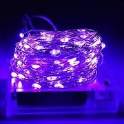 TuoTu Fairy Lights, Battery Operated Christmas String Lights with 8 Flashing Modes and 8-16 Hours Timer，5M/16ft 50 LED Copper Wire Light (Purple)