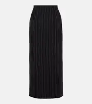 [Wardrobe.NYC] Wardrobe.NYC Contour pinstripe wool midi skirt UK 6 black