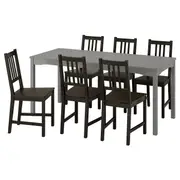 HAUGA / STEFAN table and 6 chairs, grey/grey, 168x74 cm