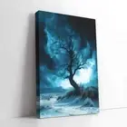 Framed Canvas Desert Blue Stormy Sky Wall Art - Perfect for Living Room