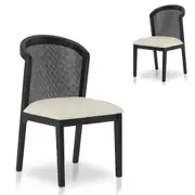 Set of 2 - Margie Black ELM Dining Chair - Dawn Beige