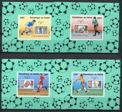 s6109) NIGER 1986 MNH** WC Football'86 - CM Calcio S/Sx4 SPECIAL EDIT IMPERF