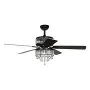52" Luxury Crystal Chandelier Decor Ceiling Fan 6 Speeds Remote Control w Light