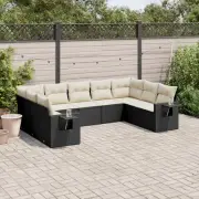 Garden Sofa Set Black Modular Design Cushions Storage Outdoor Furniture 52933