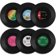 Set of 6 Colourful Retro Vinyl Record Coasters – Fun Drink Coasters