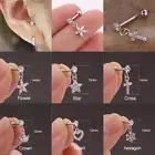Crystal Chain Dangle Stud Tragus Helix Cartilage Bar Earring Upper Ear Piercing