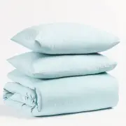 LINENOVA Super King Size Quilt Cover Set 100% Luxury Cotton 500 Thread Count Duvet Cover Set - Light Blue