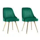 NNEDSZ Set of 2 Dining Chairs Retro Chair Cafe Kitchen Modern Metal Legs Velvet
