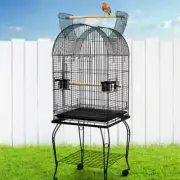 Large Bird Cage Stand Alone On Wheels Dome Top Perch Stainless Steel Feeders