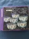 NOS-Vintage- Pyrex #812, 6 bowl set of Clear Sculptured 10oz- 300mL Bowls only