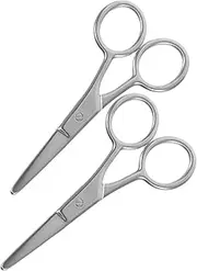 Beatifufu 2Pcs Stainless Steel Eyebrow Grooming Scissors Precision Trimmer for Eyebrow Nose Hair Facial Hair Compact Safe Design for Maintenance