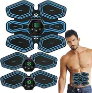 Abs Stimulator Muscle Toner,6 Modes 19 Levels Abs Trainer with Gel Pads - Flexible Abs Muscle Toner, Portable Ab Toner Muscle Stimulator for Arms, Shoulder, Back