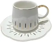 Prestige Kitchen Porcelain Bone China Espresso Turkish Coffee Demitasse Set of 6 Cups + Saucers 80 cc