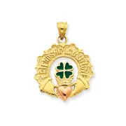14k Two-tone Gold Enameled Claddagh Charm