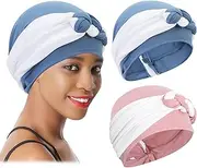 [XEPST] 2 Pieces Turban Head Wraps Hats Chemo Headwear Twisted Braid Hair Cover Headwrap Hats Beanie Sleep Caps for Women Girls Light Blue, Pink, Light Blue, Pink, One size
