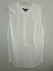 $245 NWT Vince 100% Rayon Blouse Top Sz XS Off White Sleeveless Pleated Detail