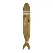 Timber 90cm Boat House Fish Wall Hanging Metal Hook Storage Home Decor Natural