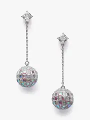 Beaming Bright Disco Ball Linear Earrings