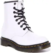 Dr Martens 1460 W Womens Leather Ankle Boots In White Patent Size UK 3 - 8