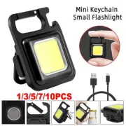 800LM COB Flashlight Work Light USB Rechargeable Torch Keychain Lamp Mini Light