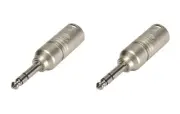 (2) Two Genuine NEUTRIK NA3MP - 3 Pin XLR Male to 1/4" TRS Male Plug Adapter