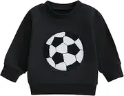 [MAHUAOYIXI] Toddler Boys Sweatshirts Soccer Embroidery Crew Neck Long Sleeve T Shirt Baby Pullovers Fall Casual Sports Style Tops Baby Boys Clothes