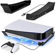 FYOUNG Horizontal Stand Compatible with PS5 Holder with Extended USB Port, Horizontal Stand Accessory for PS5 Disc & Digital Editions - Black