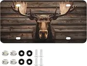 YXYZRMY License Plate Moose Wood Head Aluminum Decorative Car Front License Plates 6” × 12”