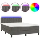 Box Spring Bed with Mattress & LED Dark Grey 153x203 cm Queen Size Velvet vidaXL