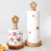Wooden Tissue Roll Paper Towel Holder Stand Rack Home Kitchen Bathroom Portable
