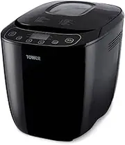 Tower T11003 2 lb Digital Bread Maker with 12 Automatic Programs, 13 Hours Delay Timer, 60 Minutes Keep Warm Function, Adjustable Crust Control, Non-Stick Bread Pan, 550 W, Black