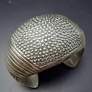 Orville Tsinnie NAVAJO Hand Stamped Sterling Silver ARMADILLO Cuff BRACELET 96g