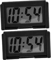 iplusmile 2pcs Car Digital Clock Travel Alarm Clock Monitor Auto Thermometers Dash Car Dashboard Decoration Automobile Digital Number Dashboard Automotive Timer Black Plastic